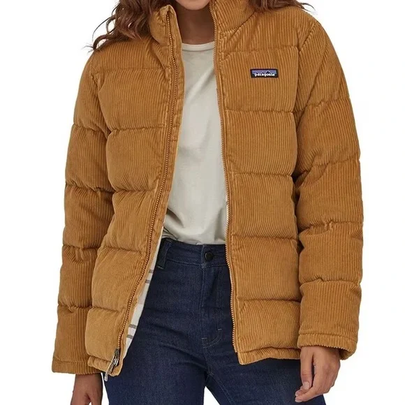 Patagonia Cord Fjord Down Coat Jacket Women's Nest Brown Tan Size Small NWT - Picture 1 of 2